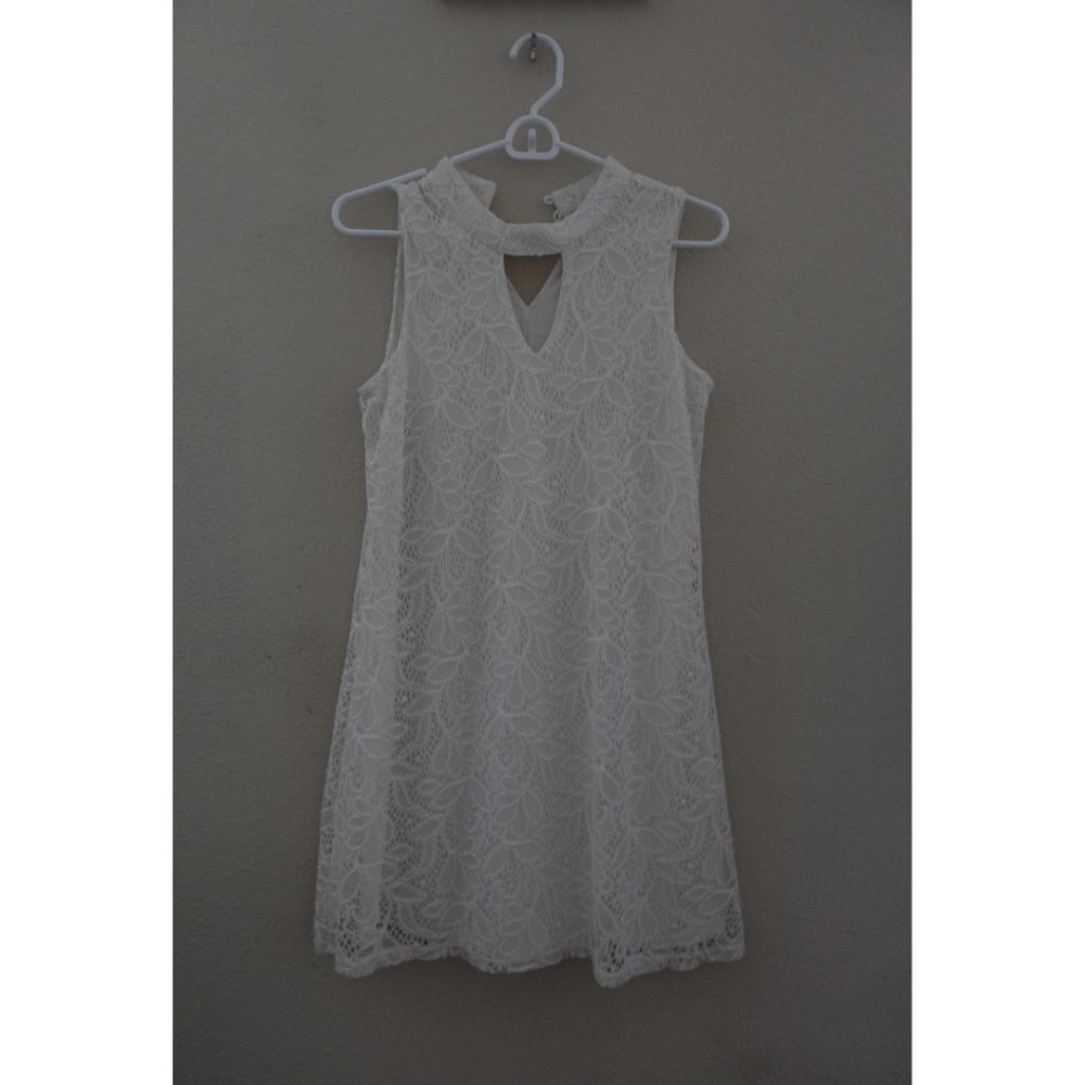 White Keyhole Lace Dress